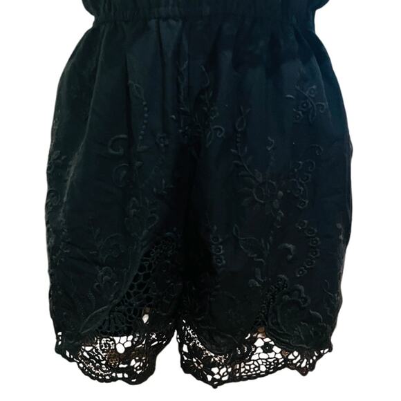 Abercrombie Fitch Black Lace Eyelet Off Shoulder Polyester Romper Size S - Picture 6 of 7